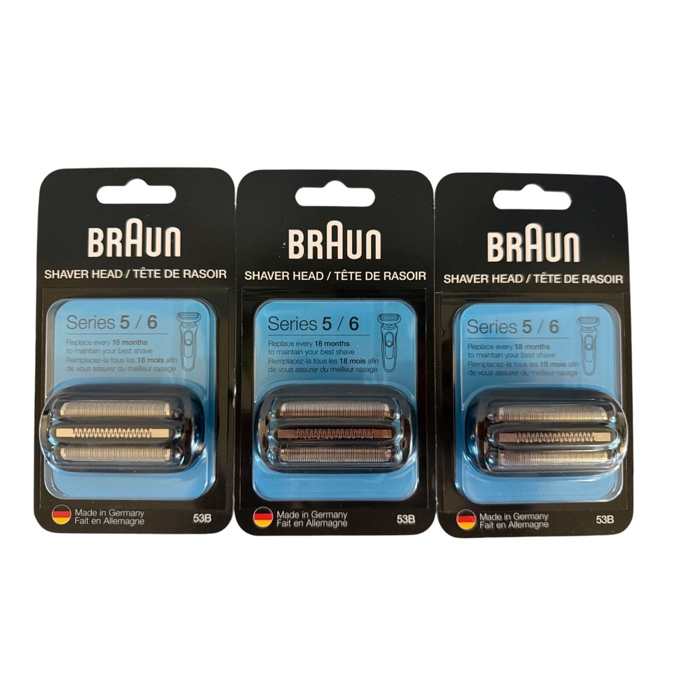3 Pack Braun Series 5 6 Shaver Replacement Head 53B Foil Cutter Cassette Black